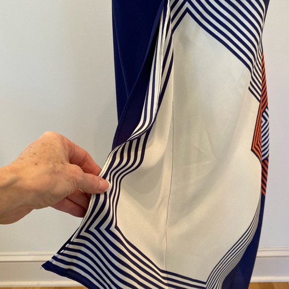 Rachel Roy Womens Navy Orange White Handkerchief Sleeveless Dress / Size S - Picture 5 of 14